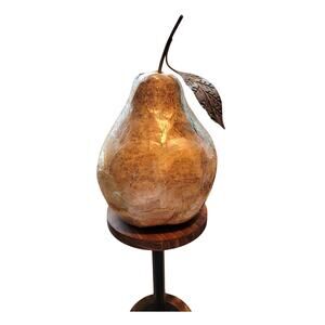 Pear Paper Mache Glazed Figurine Oversized Bookshelf Home Decor‎ Gold 9.75"H